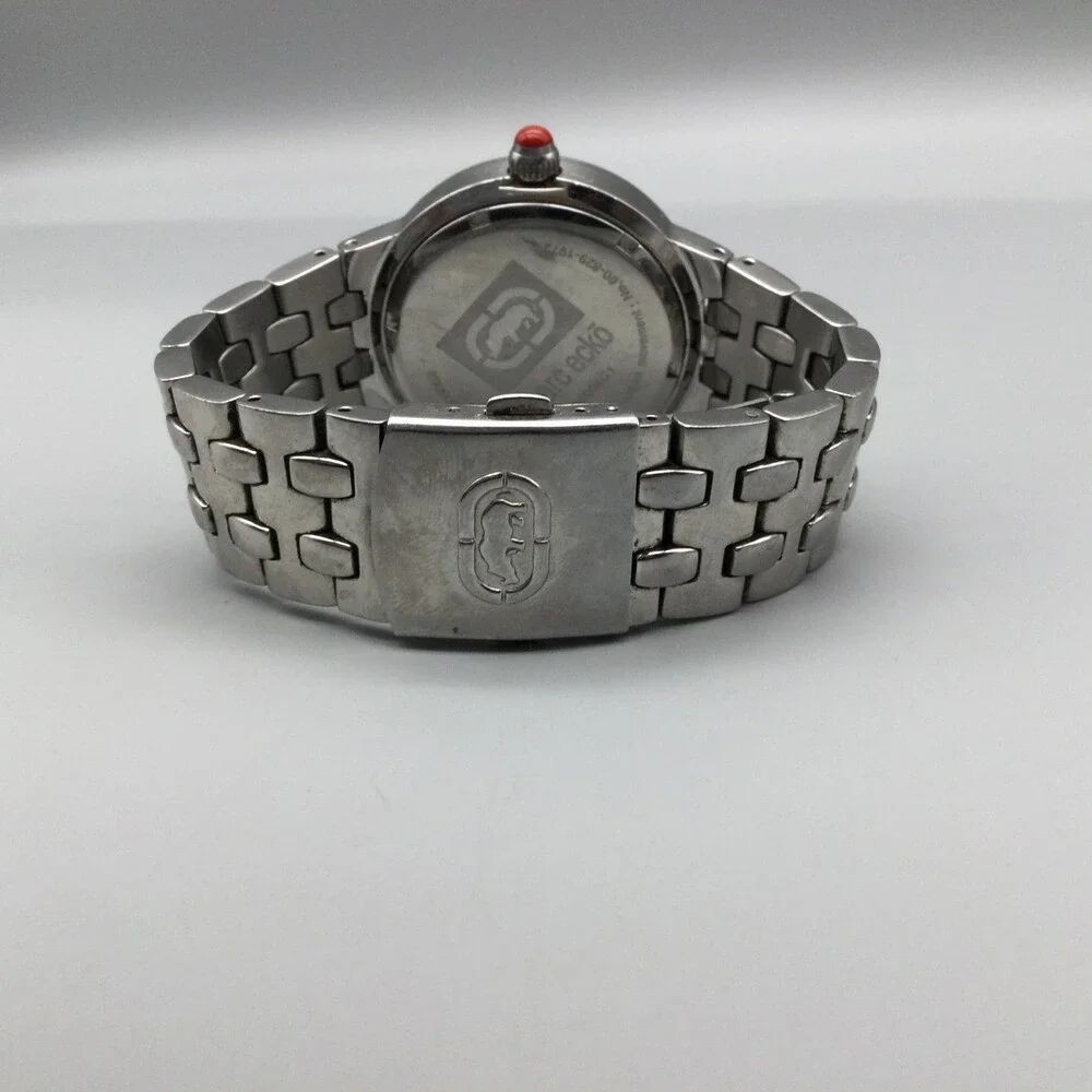 Marc Ecko Womens Watch 40mm Silver Tone Dial Crystal Bezel Date New Battery 7
